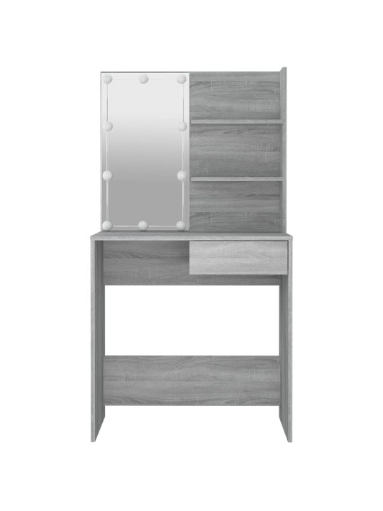 Spoguļgaldiņš ar led, pelēka ozolkoka krāsa, 74,5x40x141 cm