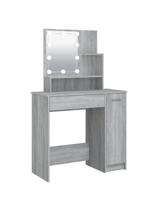 Spoguļgaldiņš ar led, pelēka ozolkoka krāsa, 86,5x35x136 cm