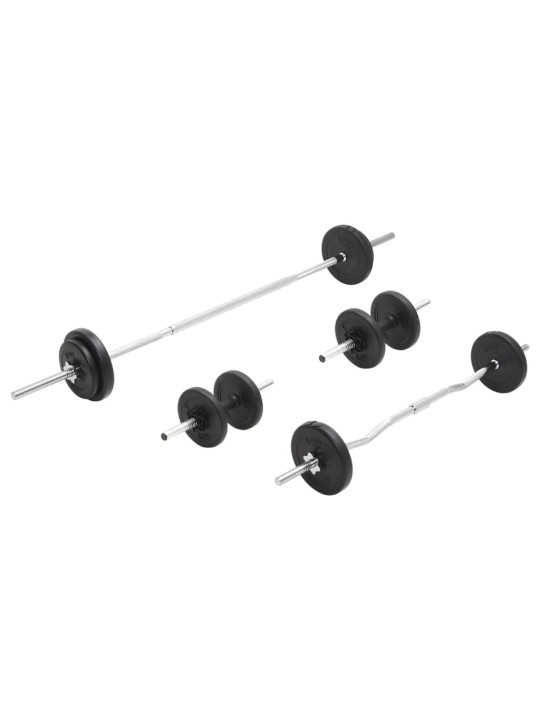 Svaru stieņu un hanteļu komplekts, 30 kg
