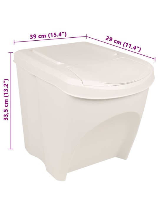 Atkritumu tvertnes, saliekamas, 3 gab., baltas, 75 l