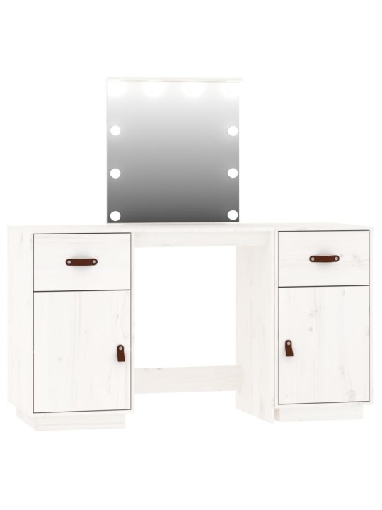 Spoguļgaldiņa komplekts, led, balts, priedes masīvkoks