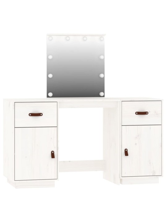 Spoguļgaldiņa komplekts, led, balts, priedes masīvkoks
