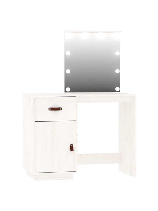 Spoguļgaldiņa komplekts, led, balts, priedes masīvkoks