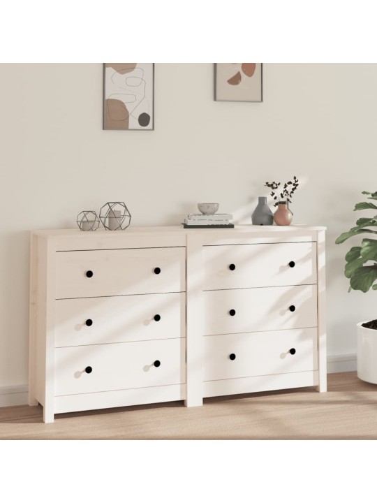 Kumode, balta, 140x35x80 cm, priedes masīvkoks