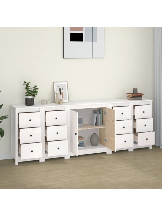Kumode, balta, 230x35x80 cm, priedes masīvkoks