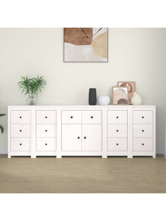 Kumode, balta, 230x35x80 cm, priedes masīvkoks