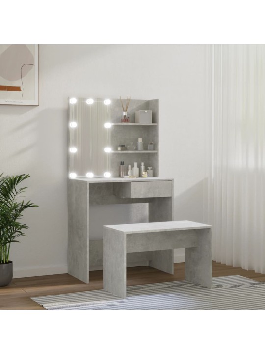 Spoguļgaldiņa komplekts, led, betona pelēks inženierijas koks