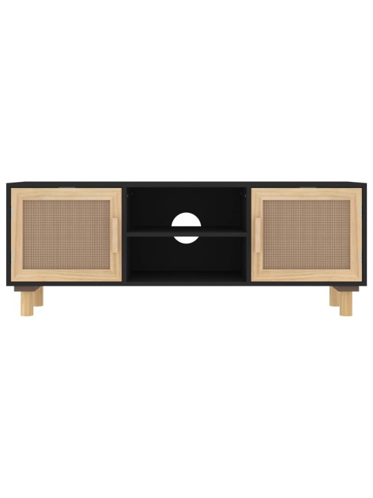 Tv skapītis, 105x30x40 cm, priede, dabīga rotangpalma, melns