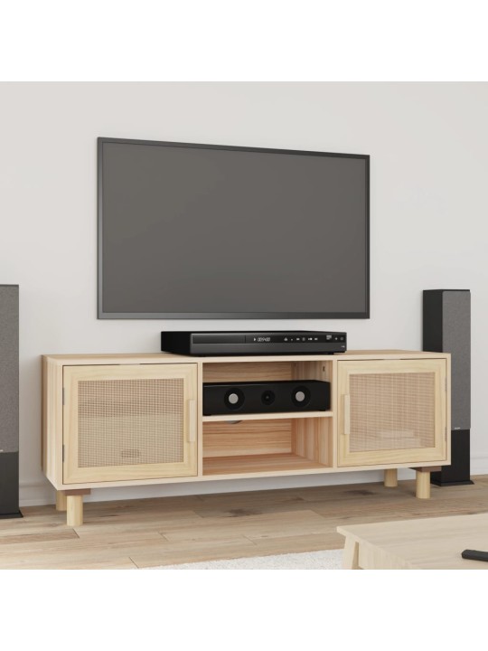 Tv skapītis, 105x30x40 cm, priede, dabīga rotangpalma, brūns