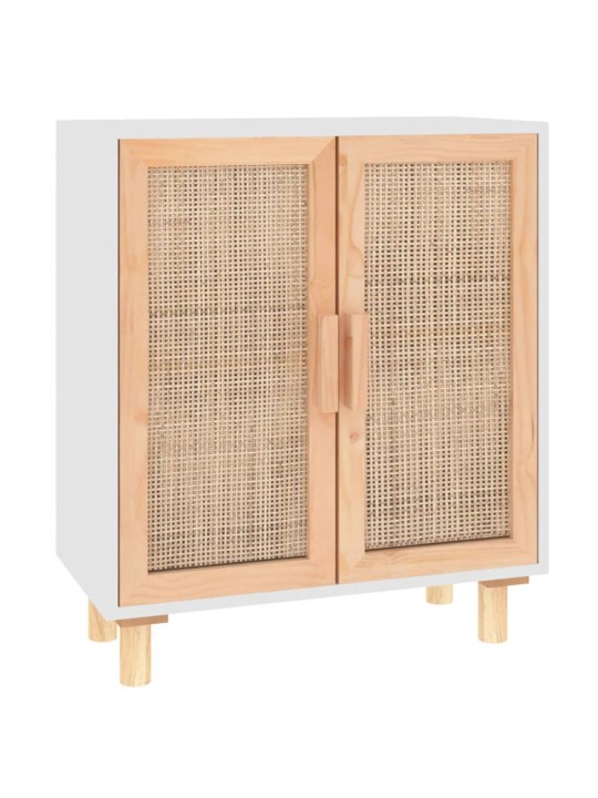 Kumode, balta, 60x30x70 cm, priedes koks, dabīga rotangpalma