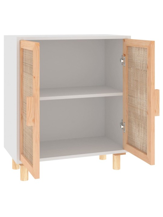 Kumode, balta, 60x30x70 cm, priedes koks, dabīga rotangpalma