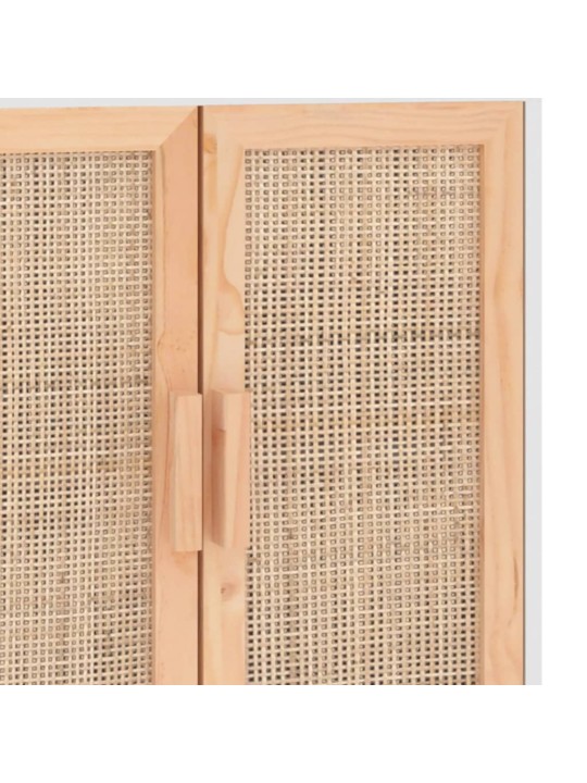 Kumode, balta, 60x30x70 cm, priedes koks, dabīga rotangpalma