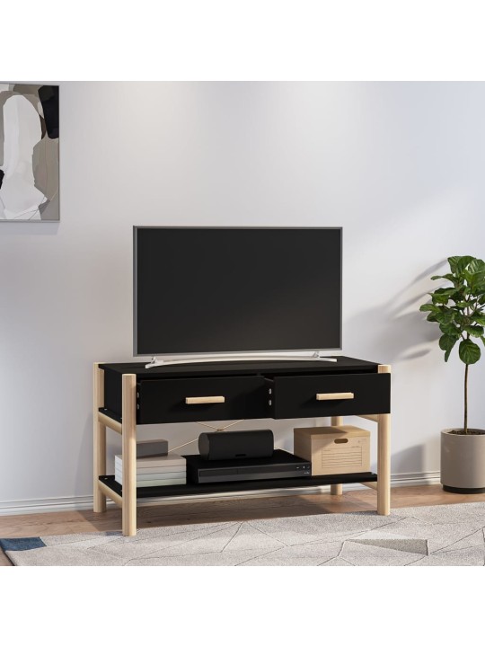 Tv skapītis, melns, 82x38x45 cm, inženierijas koks