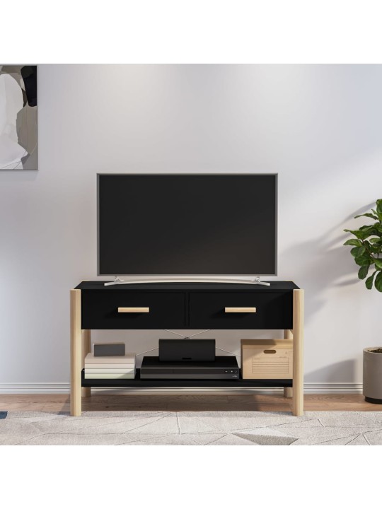 Tv skapītis, melns, 82x38x45 cm, inženierijas koks