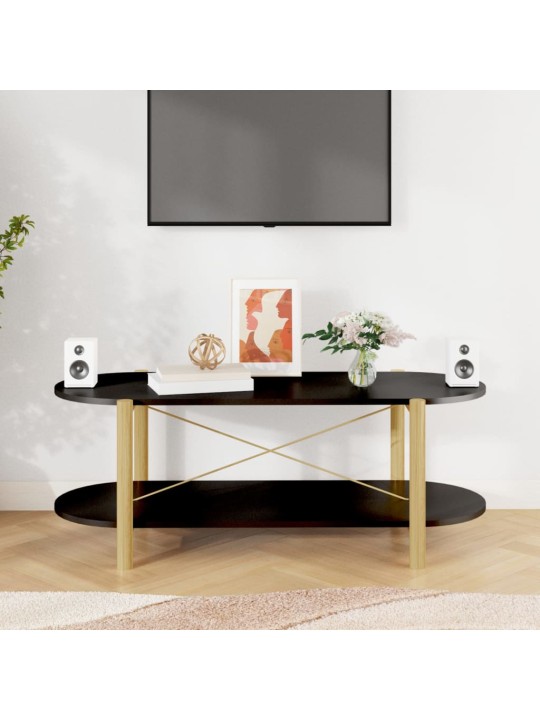 Kafijas galdiņš, melns, 110x48x40 cm, inženierijas koks