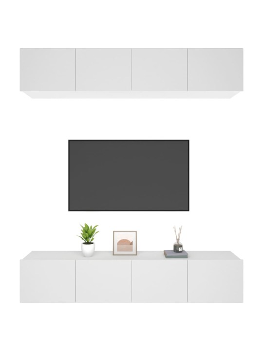 Tv skapīši, 4 gab., balti, 80x30x30 cm, inženierijas koks