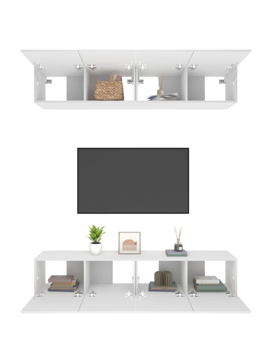 Tv skapīši, 4 gab., balti, 80x30x30 cm, inženierijas koks