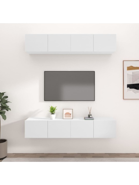 Tv skapīši, 4 gab., balti, 80x30x30 cm, inženierijas koks