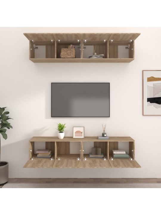 Tv skapīši, 4 gab., ozolkoka, 80x30x30 cm, inženierijas koks