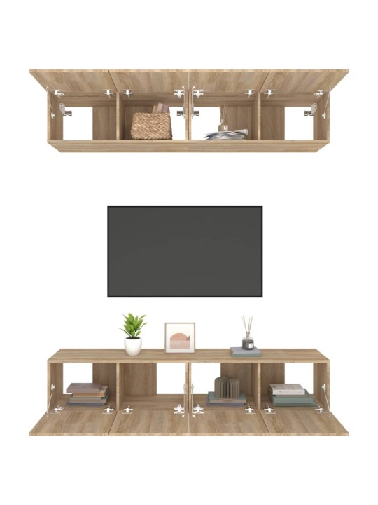 Tv skapīši, 4 gab., ozolkoka, 80x30x30 cm, inženierijas koks