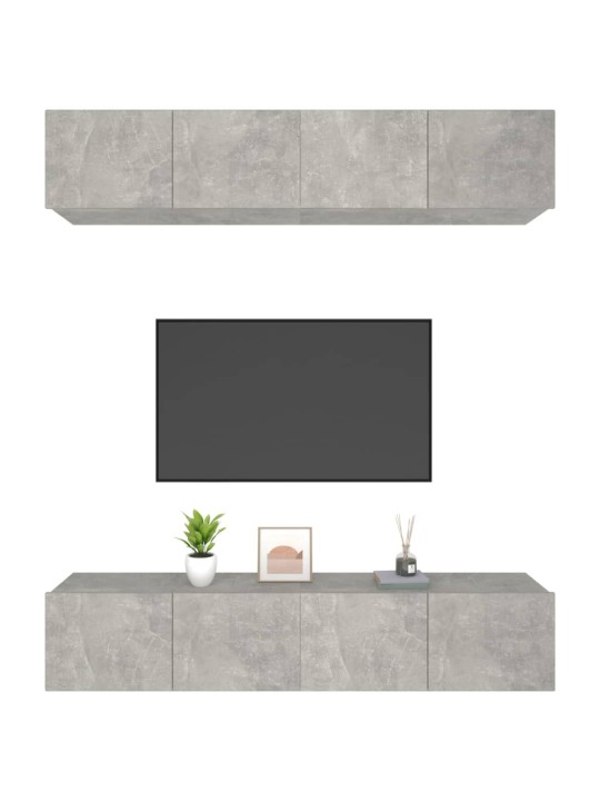Tv skapīši, 4 gab., betonpelēki, 80x30x30 cm, inženierijas koks