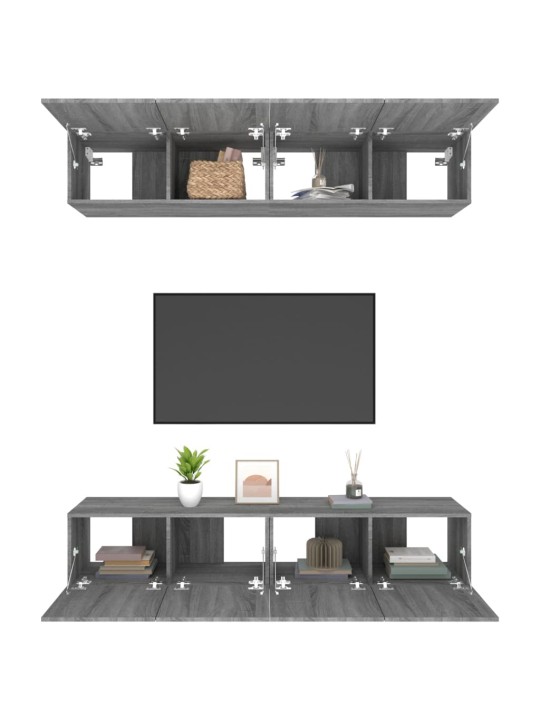 Tv skapīši, 4 gab., pelēka ozola, 80x30x30cm, inženierijas koks