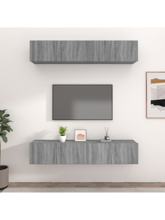 Tv skapīši, 4 gab., pelēka ozola, 80x30x30cm, inženierijas koks