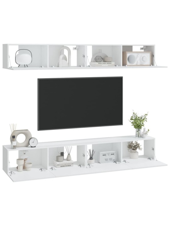 Sienas tv skapīši, 4 gab., balti, 100x30x30 cm