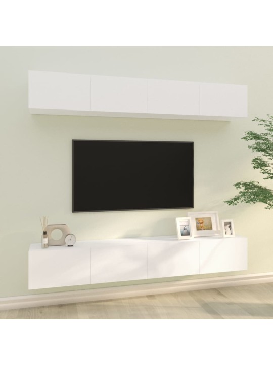 Sienas tv skapīši, 4 gab., balti, 100x30x30 cm
