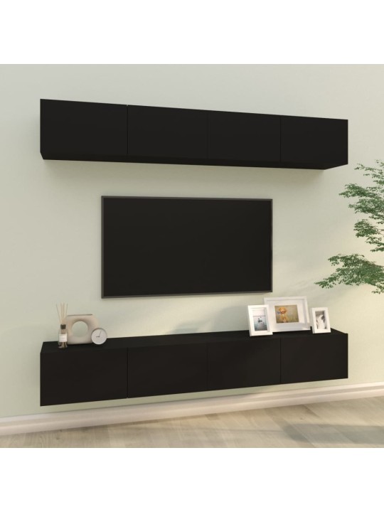 Sienas tv skapīši, 4 gab., melni, 100x30x30 cm