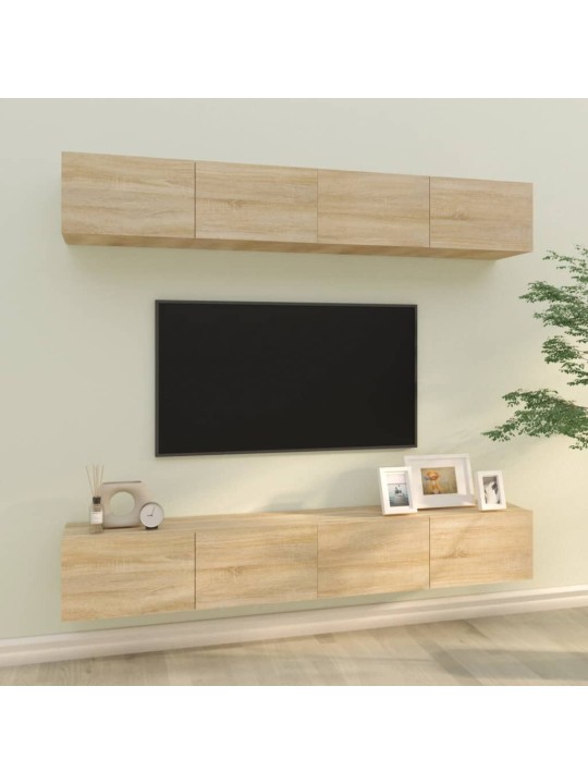 Sienas tv skapīši, 4 gab., ozolkoka, 100x30x30 cm