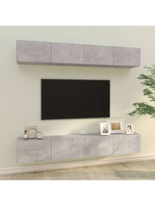 Sienas tv skapīši, 4 gab., betonpelēki, 100x30x30 cm
