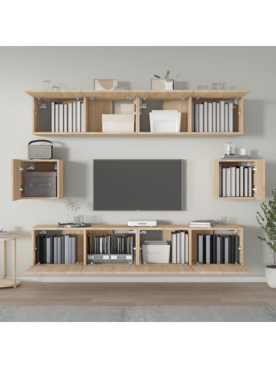 6-daļīgs tv skapīšu komplekts, ozola krāsa, inženierijas koks