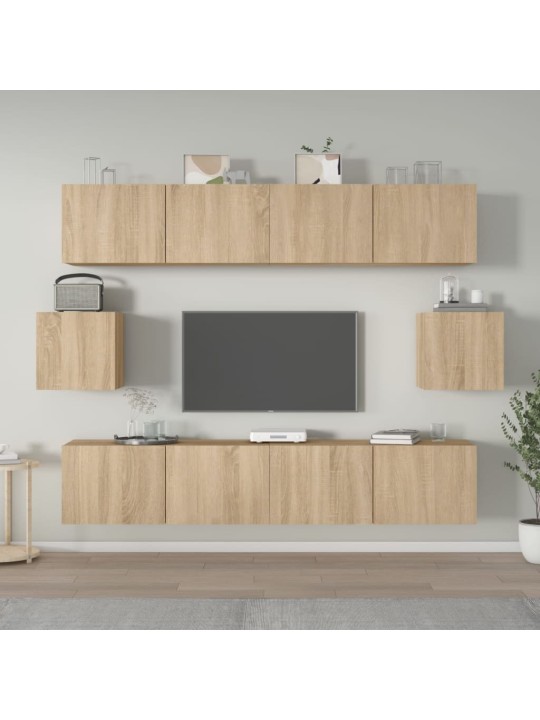 6-daļīgs tv skapīšu komplekts, ozola krāsa, inženierijas koks