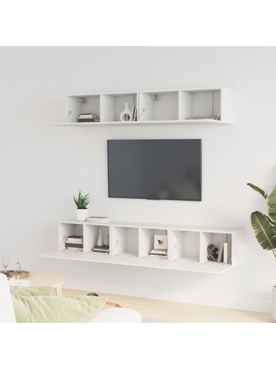 5-daļīgs tv skapīšu komplekts, balts, inženierijas koks