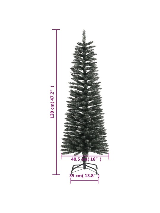 Mākslīgā Ziemassvētku egle ar statīvu, šaura, 120 cm, zaļa, PVC