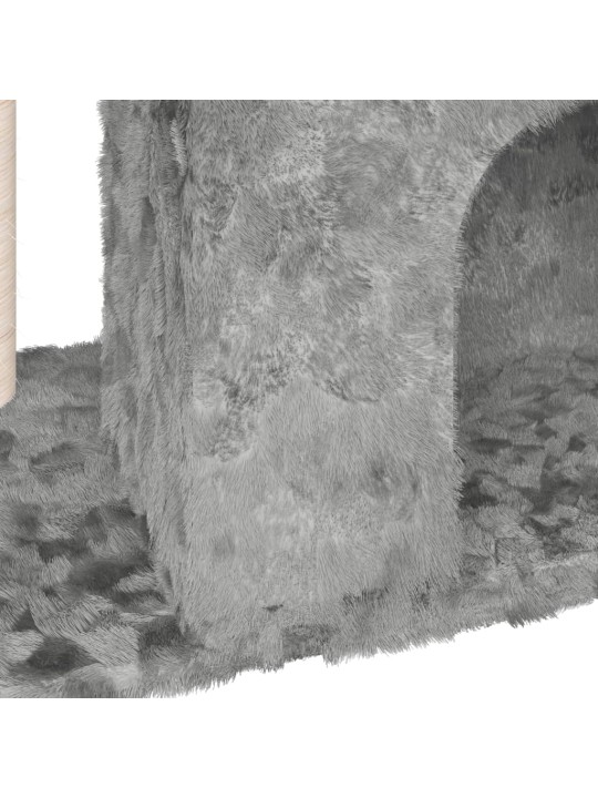 Kaķu māja ar sizala stabu nagu asināšanai, 51 cm, gaiši pelēka