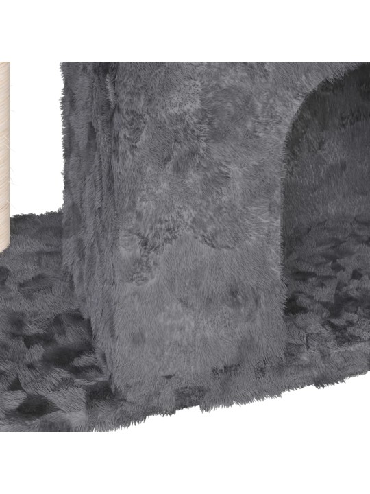 Kaķu māja ar sizala stabu nagu asināšanai, 51 cm, tumši pelēka