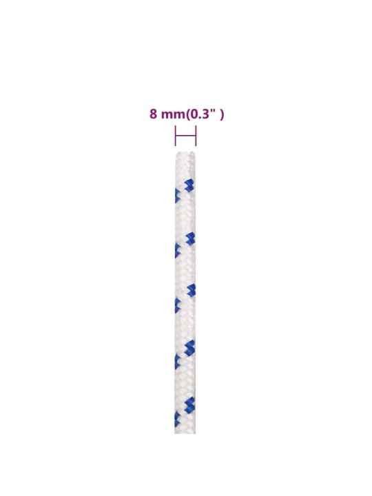Laivu virve, balta, 8 mm, 25 m, polipropilēns