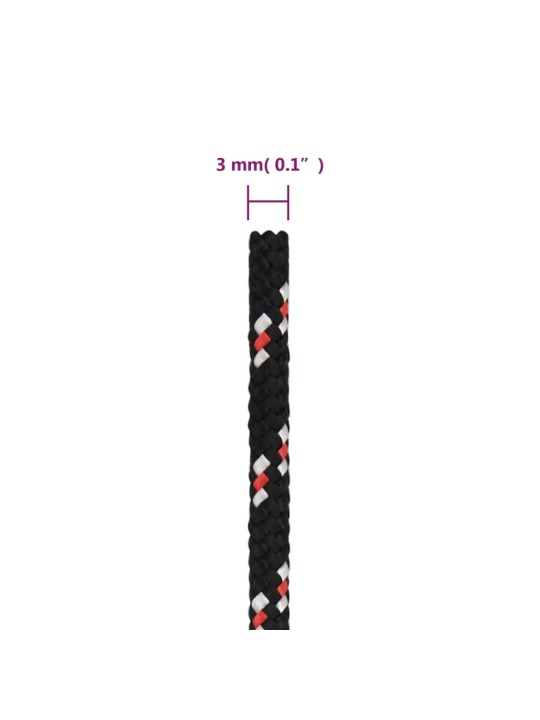 Laivu virve, melna, 3 mm, 25 m, polipropilēns