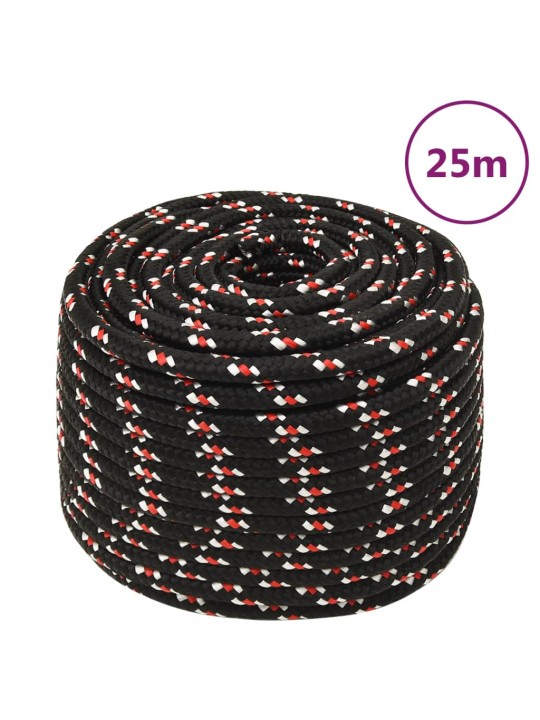 Laivu virve, melna, 12 mm, 25 m, polipropilēns