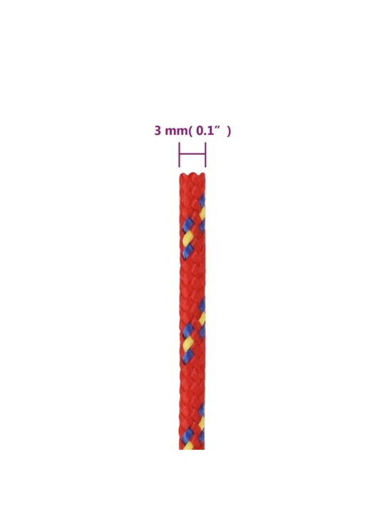 Laivu virve, sarkana, 3 mm, 25 m, polipropilēns