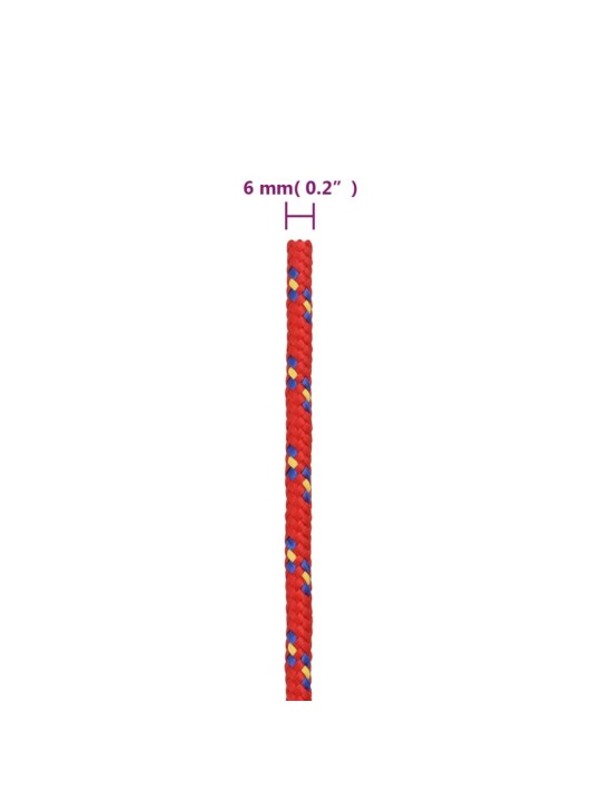 Laivu virve, sarkana, 6 mm, 25 m, polipropilēns