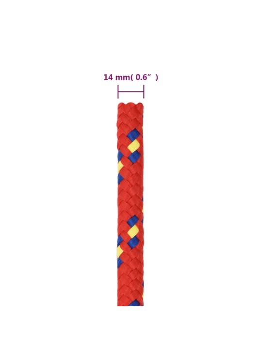 Laivu virve, sarkana, 14 mm, 25 m, polipropilēns