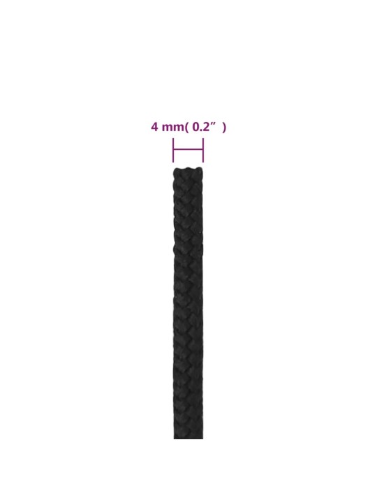 Laivu virve, melna, 4 mm, 25 m, polipropilēns
