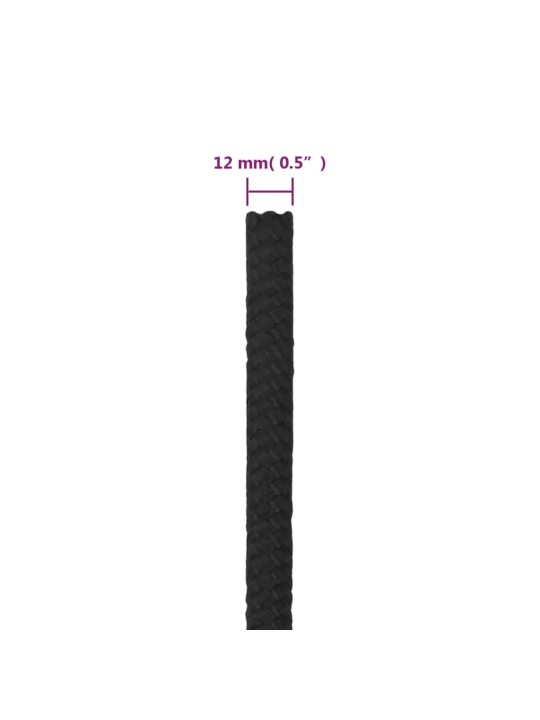 Laivu virve, melna, 12 mm, 25 m, polipropilēns