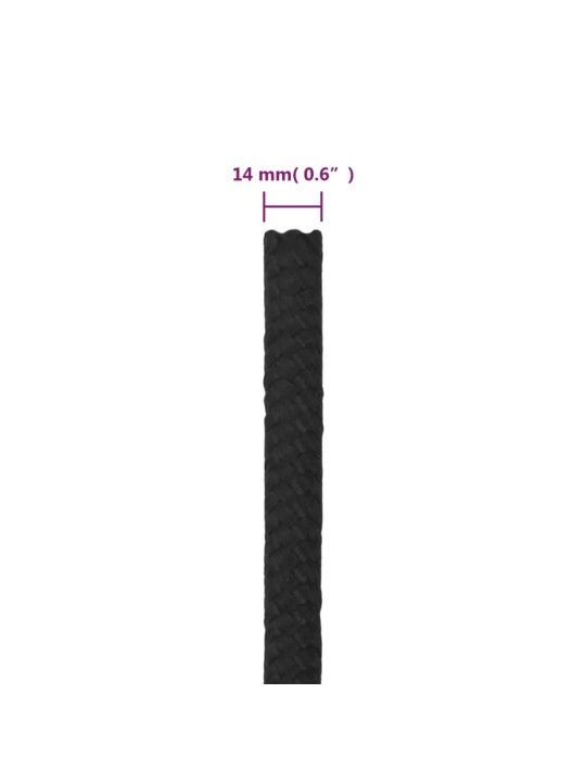 Laivu virve, melna, 14 mm, 25 m, polipropilēns