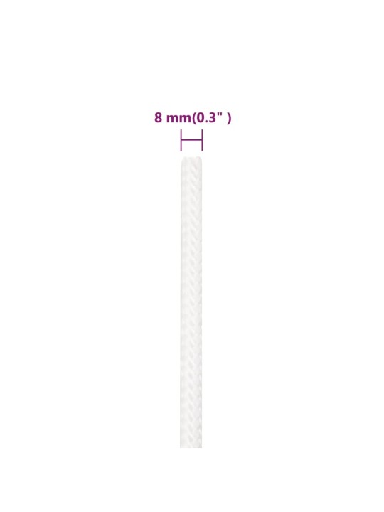 Laivu virve, balta, 8 mm, 25 m, polipropilēns