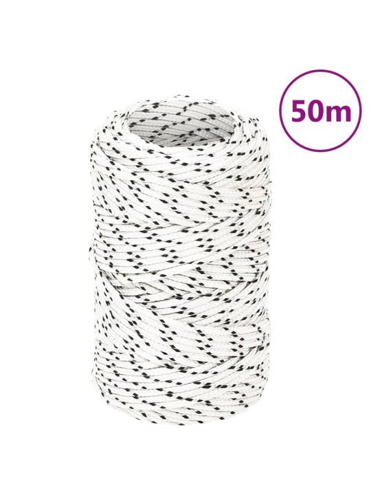 Pīta laivu virve, balta, 2 mm, 50 m, poliesters