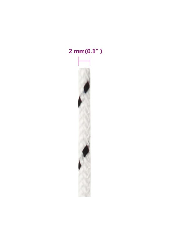 Pīta laivu virve, balta, 2mm, 250 m, poliesters